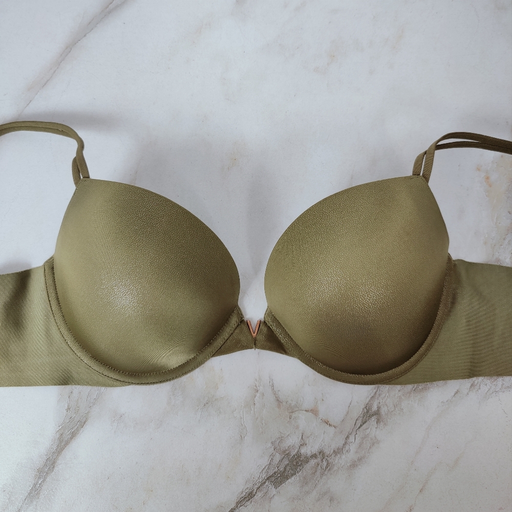Victoria's Secret Green Gold Shimmer Push Up Bra, Sz 36C
